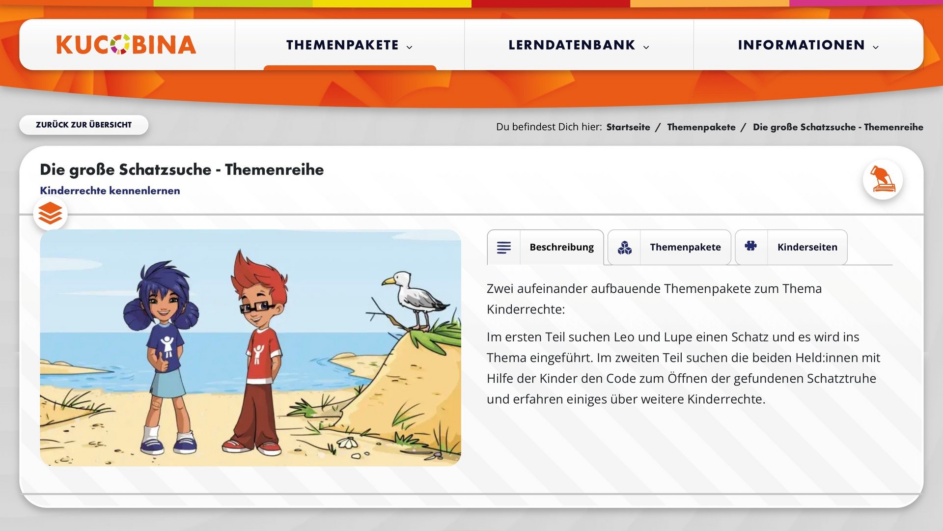 Screenshot der Website lernangebote-fuer-kinder.de