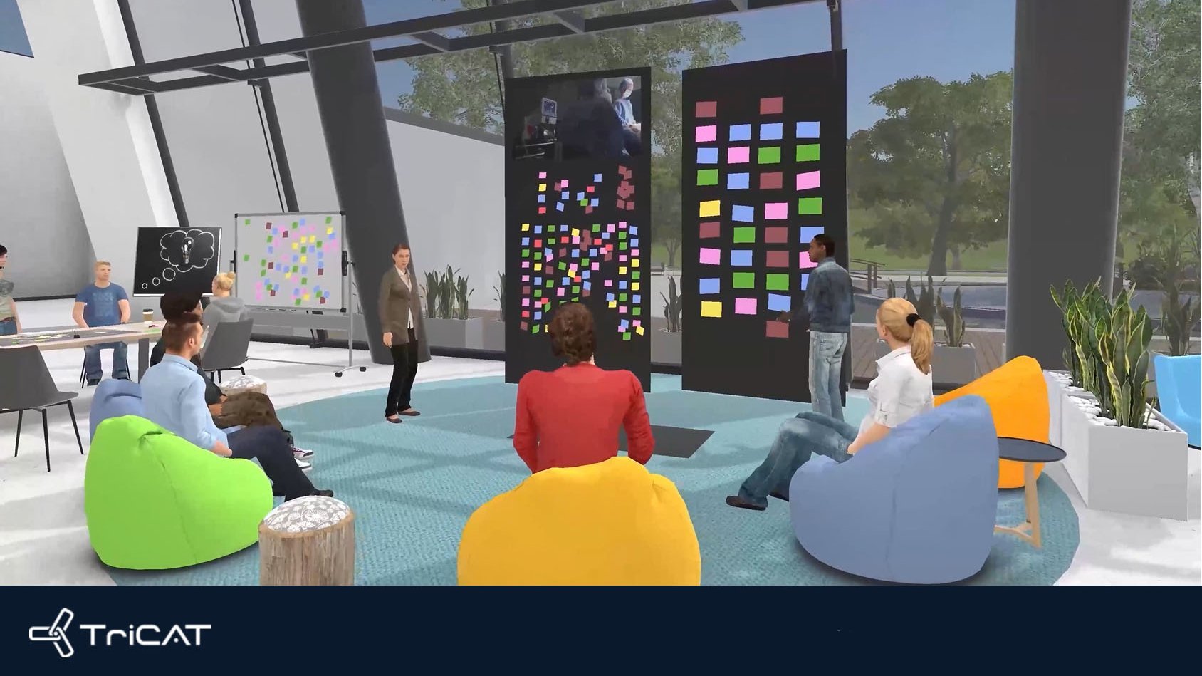 Das Bild zeigt ein Online Business Meeting in Virtual Reality Office