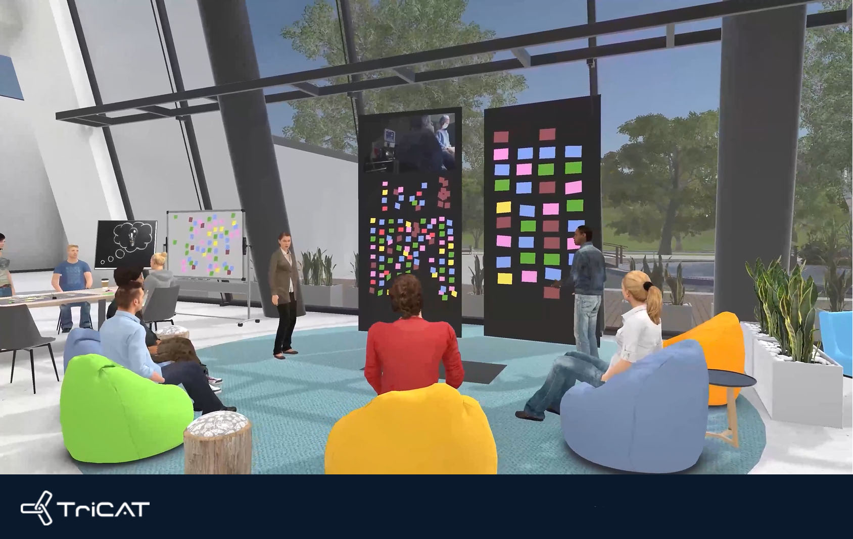 Das Bild zeigt ein Online Business Meeting in Virtual Reality Office